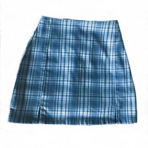 brandy melville blue plaid cara mini skirt!